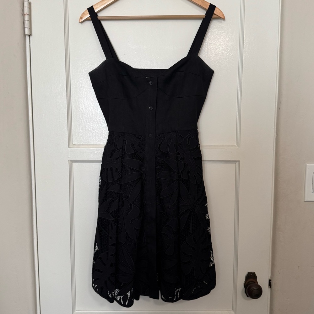 Milly Black Embroidered Floral Lace Dress Bustier Top - Women size 2 Small